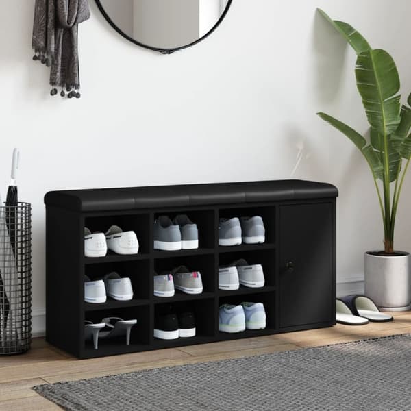 vidaXL skobænk 102x32x50 cm konstrueret træ sort