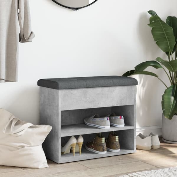 vidaXL skobænk 62x32x50 cm konstrueret træ betongrå