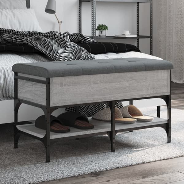 vidaXL skobænk 82x42x45 cm konstrueret træ grå sonoma-eg
