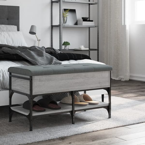 vidaXL skobænk 82x42x45 cm konstrueret træ grå sonoma-eg