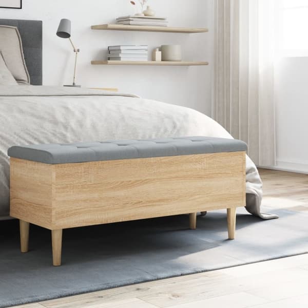 vidaXL Oppbevaringsbenk sonoma eik 102x42x46 cm konstruert tre