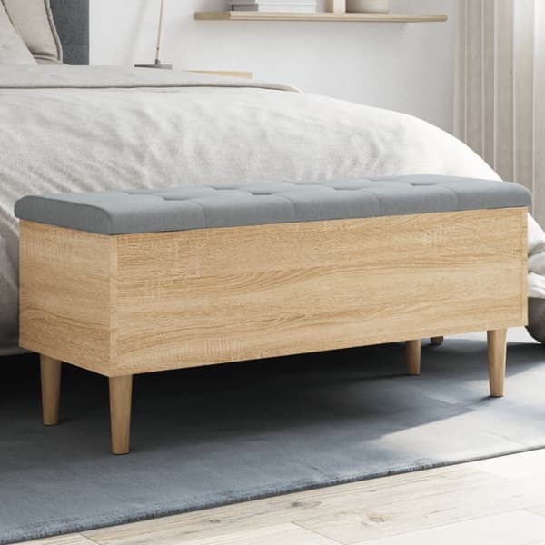 vidaXL Oppbevaringsbenk sonoma eik 102x42x46 cm konstruert tre