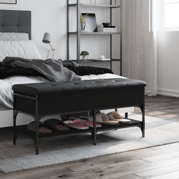 vidaXL Skobänk svart 102x42x45 cm konstruerat trä