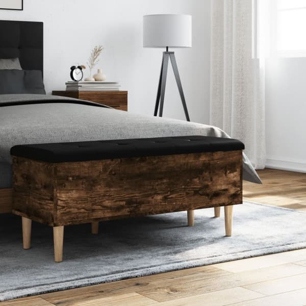 vidaXL Förvaringsbänk rökfärgad ek 102x42x46 cm konstruerat trä