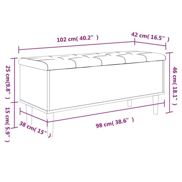 vidaXL Förvaringsbänk rökfärgad ek 102x42x46 cm konstruerat trä