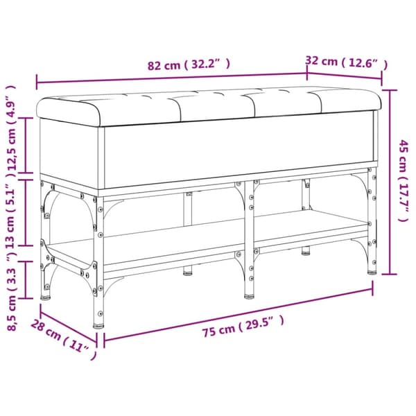 vidaXL skobænk 82x32x45 cm konstrueret træ brun egetræsfarve