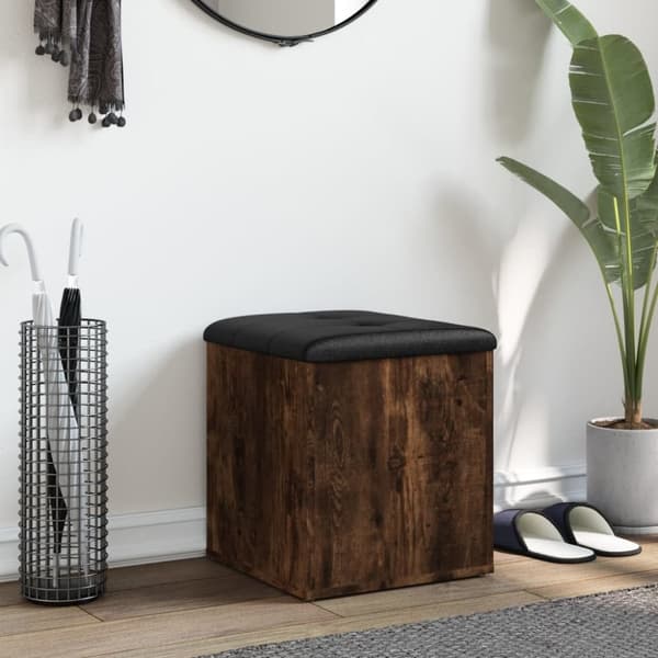 vidaXL Förvaringsbänk rökfärgad ek 42x42x45 cm konstruerat trä