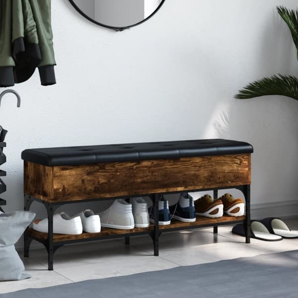 vidaXL Skobänk rökfärgad ek 102x32x45 cm konstruerat trä