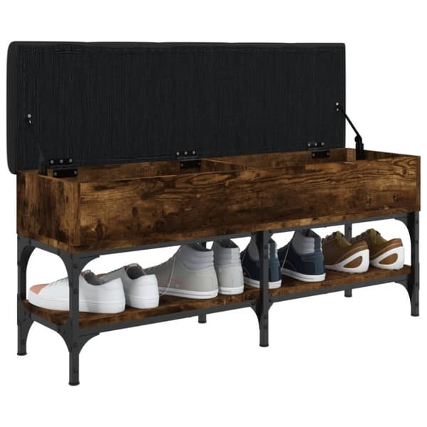 vidaXL Skobänk rökfärgad ek 102x32x45 cm konstruerat trä