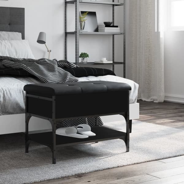 vidaXL skobænk 62x42x45 cm konstrueret træ sort