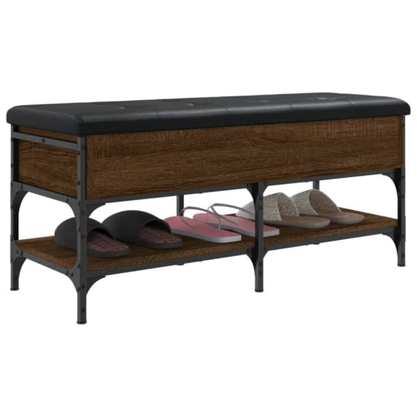 vidaXL skobænk 102x42x45 cm konstrueret træ brun egetræsfarve