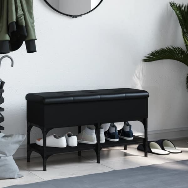 vidaXL skobænk 82x32x45 cm konstrueret træ sort