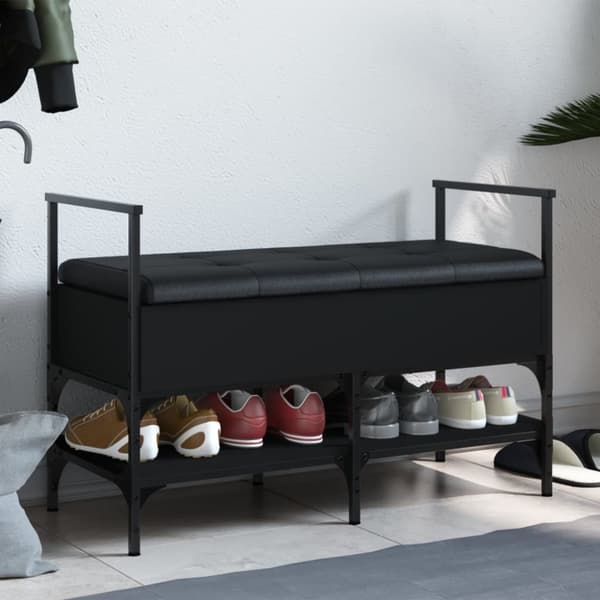 vidaXL skobænk 85,5x42x57,5 cm konstrueret træ sort