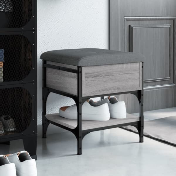 vidaXL skobænk 42x42x45 cm konstrueret træ grå sonoma-eg