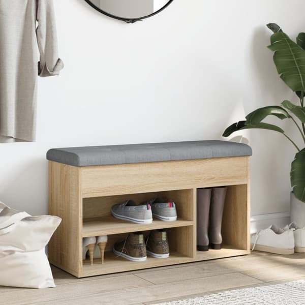 vidaXL Skobänk sonoma-ek 82x32x45,5 cm konstruerat trä