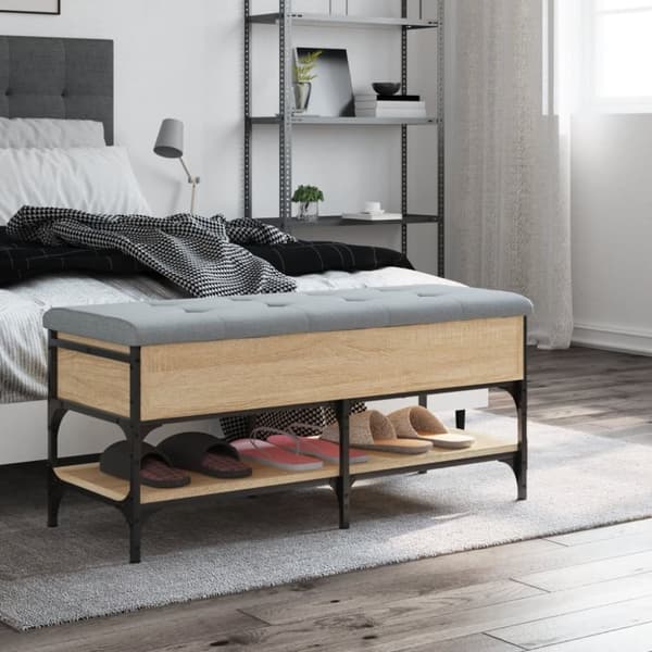 vidaXL Skobänk sonoma-ek 102x42x45 cm konstruerat trä