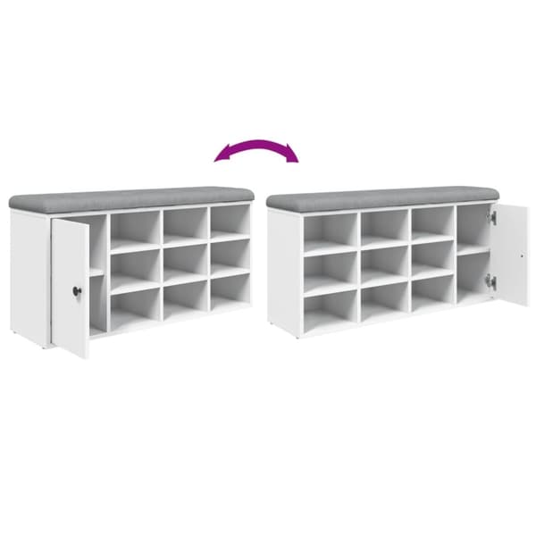vidaXL skobænk 102x32x50 cm konstrueret træ hvid