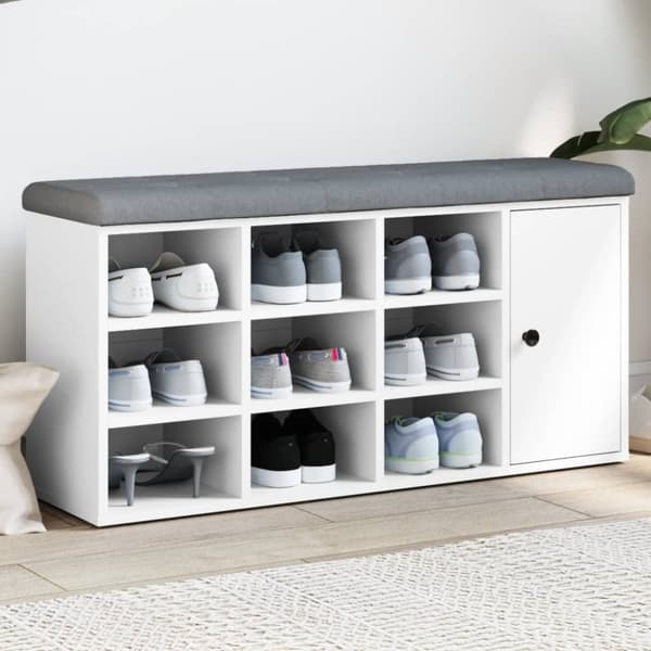 vidaXL skobænk 102x32x50 cm konstrueret træ hvid