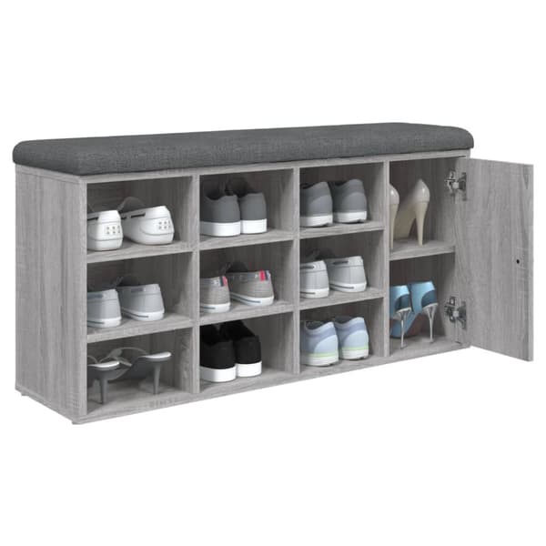 vidaXL skobænk 102x32x50 cm konstrueret træ grå sonoma-eg