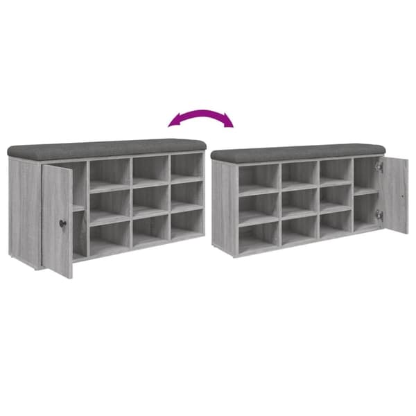 vidaXL skobænk 102x32x50 cm konstrueret træ grå sonoma-eg