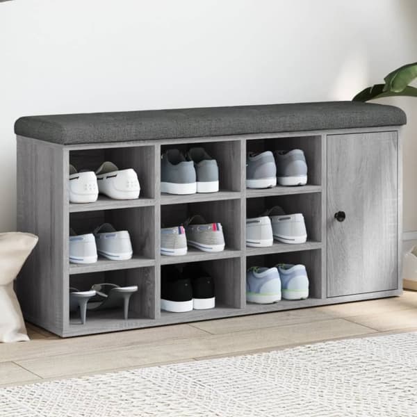 vidaXL skobænk 102x32x50 cm konstrueret træ grå sonoma-eg