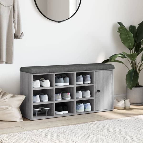 vidaXL skobænk 102x32x50 cm konstrueret træ grå sonoma-eg