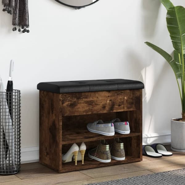 vidaXL Skobänk rökfärgad ek 62x32x50 cm konstruerat trä