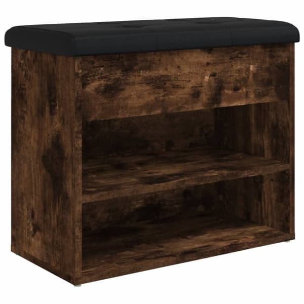 vidaXL Skobänk rökfärgad ek 62x32x50 cm konstruerat trä