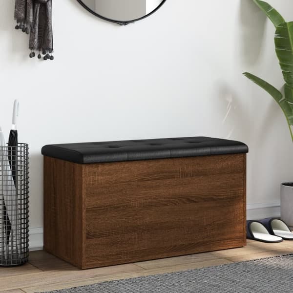 vidaXL Förvaringsbänk brun ek 82x42x45 cm konstruerat trä