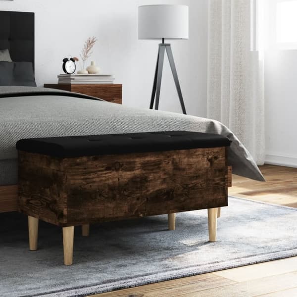 vidaXL skobænk 82x42x46 cm konstrueret træ røget egetræsfarve