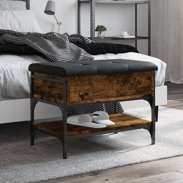 vidaXL skobænk 62x42x45 cm konstrueret træ røget egetræsfarve