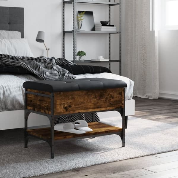vidaXL skobænk 62x42x45 cm konstrueret træ røget egetræsfarve