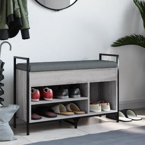 vidaXL Skobänk grå sonoma 85,5x32x57,5 cm konstruerat trä