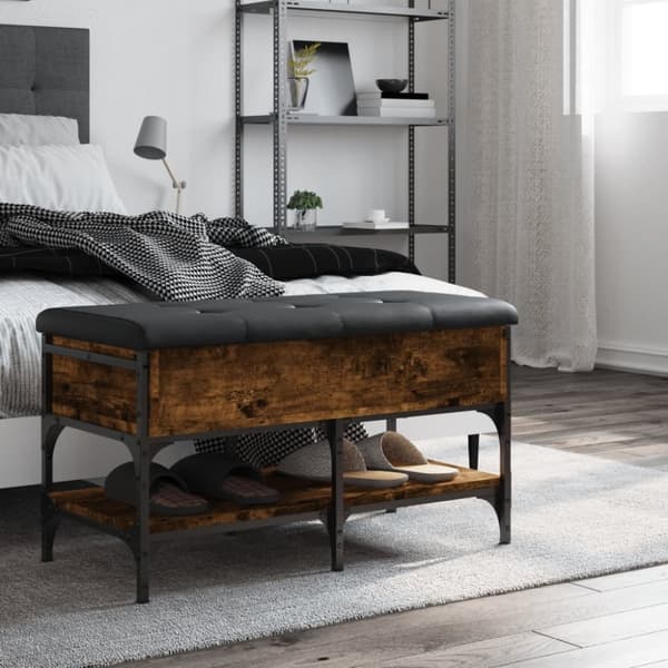 vidaXL skobænk 82x42x45 cm konstrueret træ røget egetræsfarve