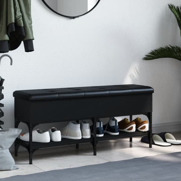 vidaXL skobænk 102x32x45 cm konstrueret træ sort