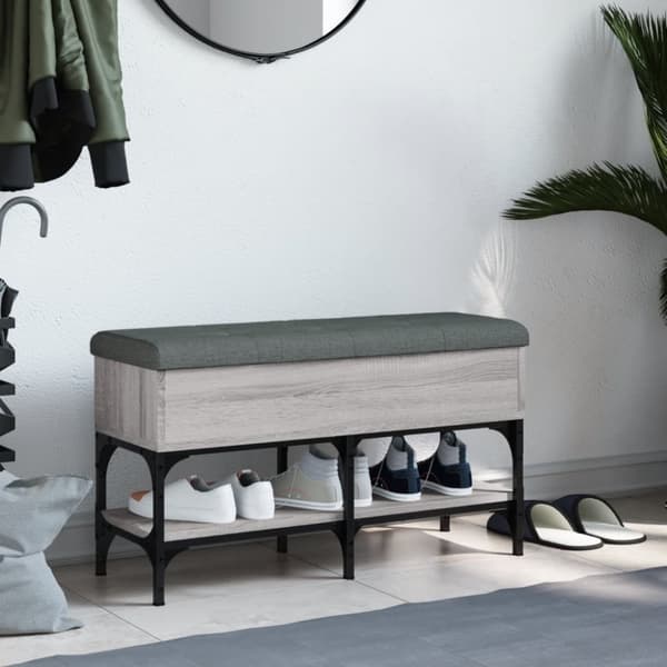 vidaXL skobænk 82x32x45 cm konstrueret træ grå sonoma-eg