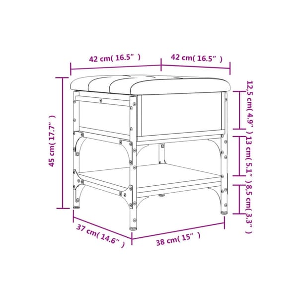 vidaXL skobænk 42x42x45 cm konstrueret træ sort
