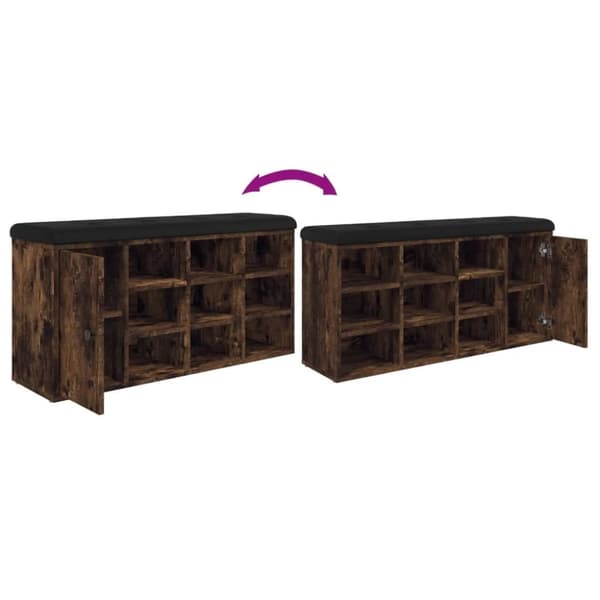vidaXL Skobänk rökfärgad ek 102x32x50 cm konstruerat trä