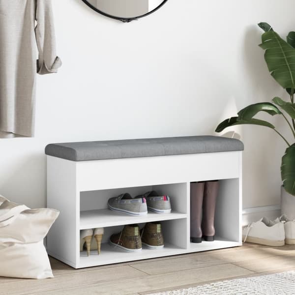 vidaXL skobænk 82x32x45,5 cm konstrueret træ hvid