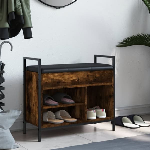 vidaXL Skobenk røkt eik 65,5x32x57,5 cm konstruert tre