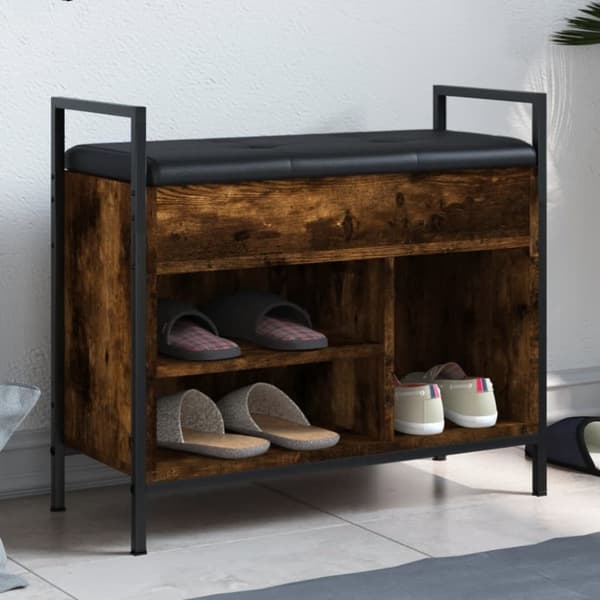 vidaXL Skobenk røkt eik 65,5x32x57,5 cm konstruert tre