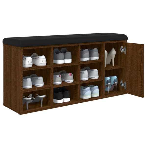 vidaXL skobænk 102x32x50 cm konstrueret træ brun egetræsfarve