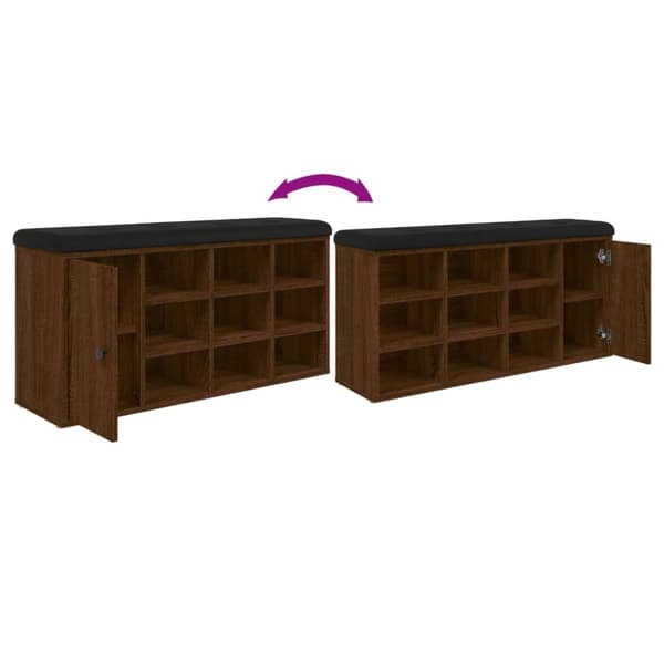 vidaXL skobænk 102x32x50 cm konstrueret træ brun egetræsfarve
