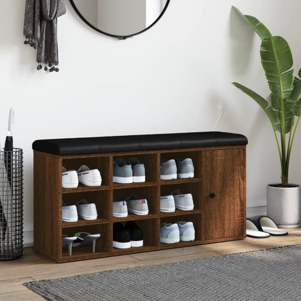 vidaXL skobænk 102x32x50 cm konstrueret træ brun egetræsfarve