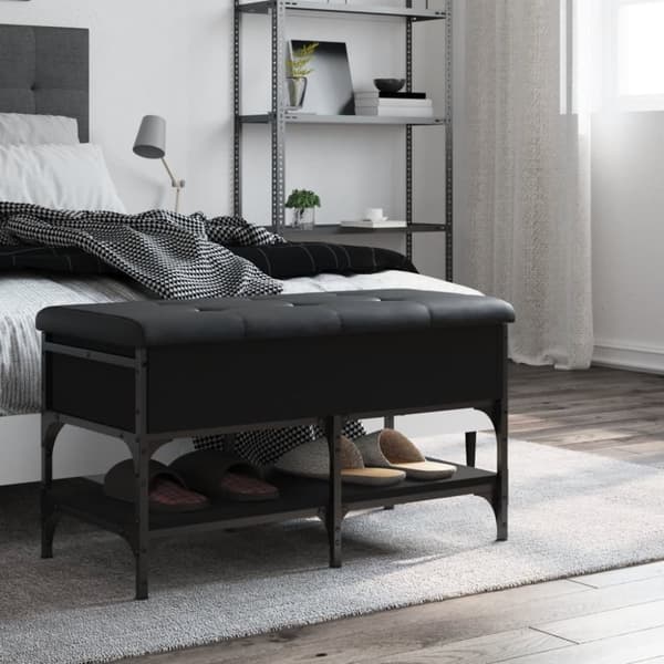 vidaXL Skobänk svart 82x42x45 cm konstruerat trä