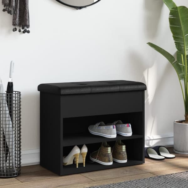 vidaXL skobænk 62x32x50 cm konstrueret træ sort