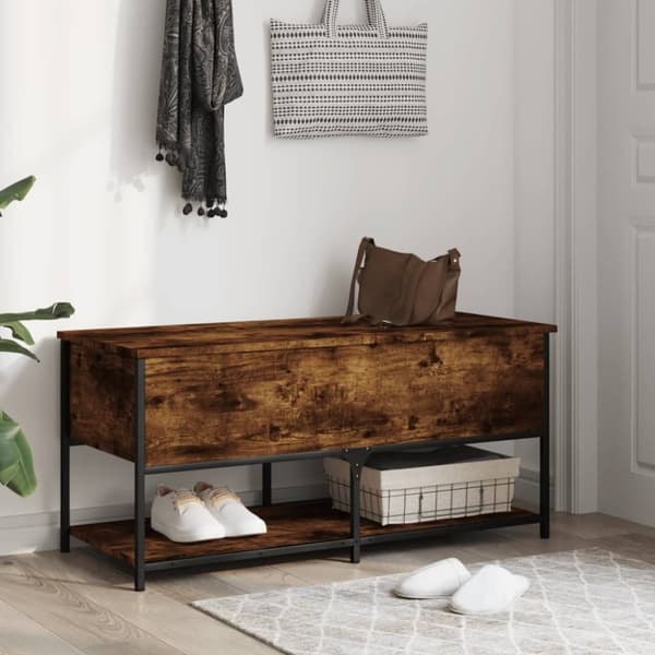 vidaXL opbevaringsbænk 100x42,5x47 cm konstrueret træ røget egetræ