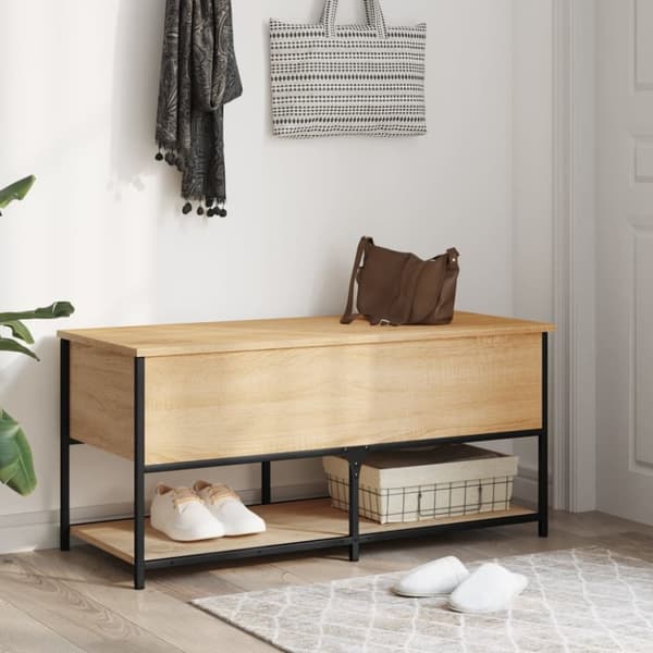 vidaXL Oppbevaringsbenk sonoma eik 100x42,5x47 cm konstruert tre