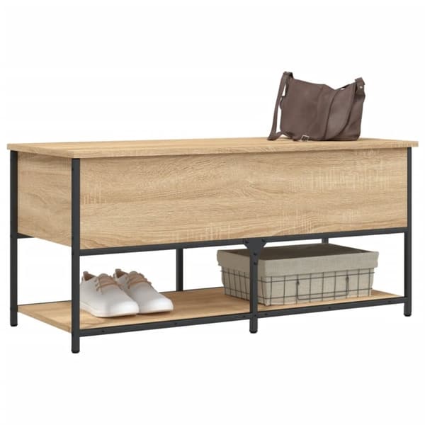 vidaXL Oppbevaringsbenk sonoma eik 100x42,5x47 cm konstruert tre