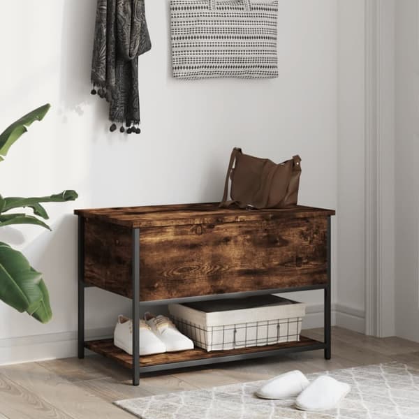 vidaXL opbevaringsbænk 70x42,5x47 cm konstrueret træ røget egetræ
